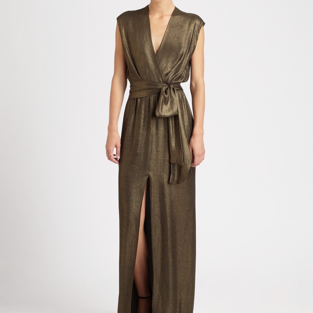 L’Agence Metallic Maxi Dress Size Small